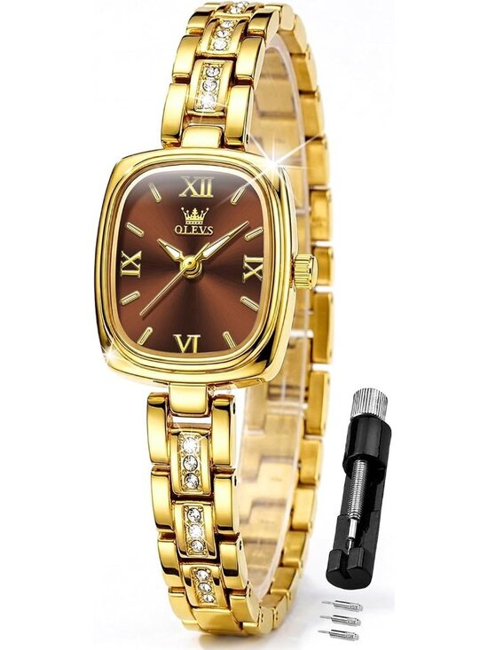 Women\'s Gold band / Brown dial Diamond Fashion Elegant Chronograph Wrist Watch